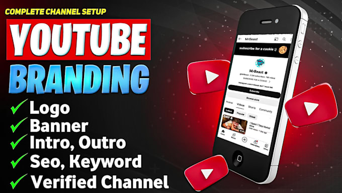 create youtube channel with logo, banner, intro, outro, SEO