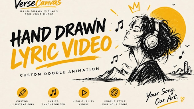 create a hand drawn lyric video with custom doodle animation