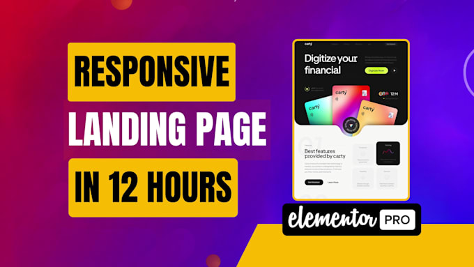 create responsive wordpress landing page, elementor landing page