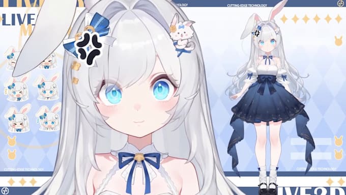 design anime chibi vtuber model, live2d vtuber rig, animation for vtube studio