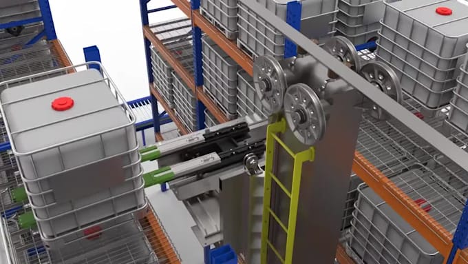 do 3d industrial animation warehouse robotics animation picking system animation
