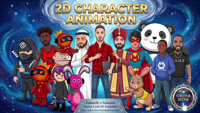 create 2d character animation with good pose, natural gesture and playful action