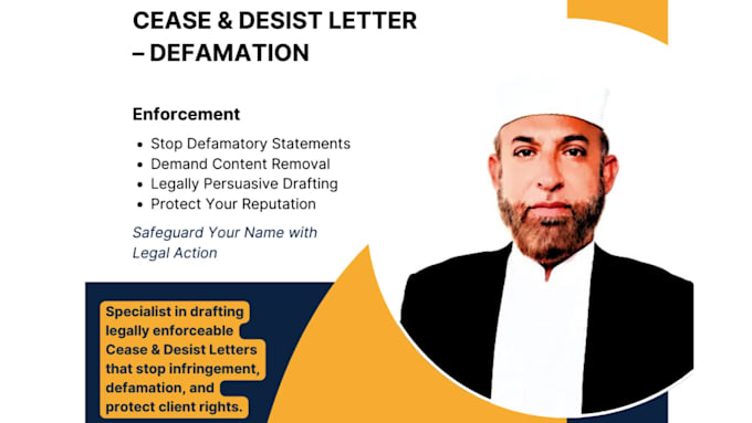 draft strong cease and desist letters for copyright or defamation