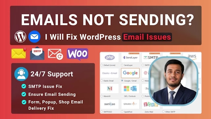 fix wordpress email not sending, SMTP setup, woocommerce email issues
