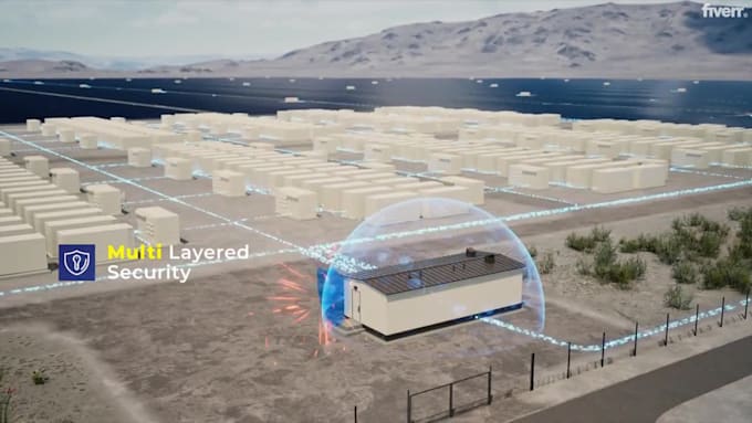 create 3d battery energy storage system renewable energy industrial animation