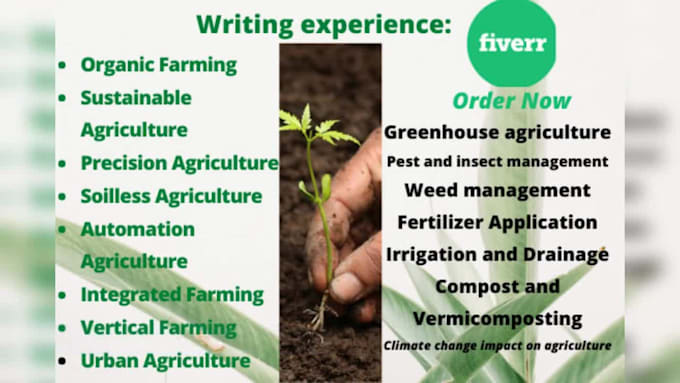 write agriculture related content and do on page seo