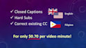create subtitles and closed captions in english and filipino
