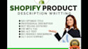 write SEO optimized shopify product descriptions and product listings