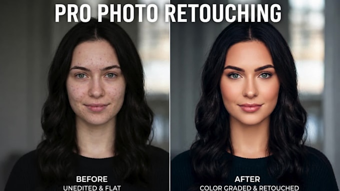 do high end portrait retouching and natural skin photo editing