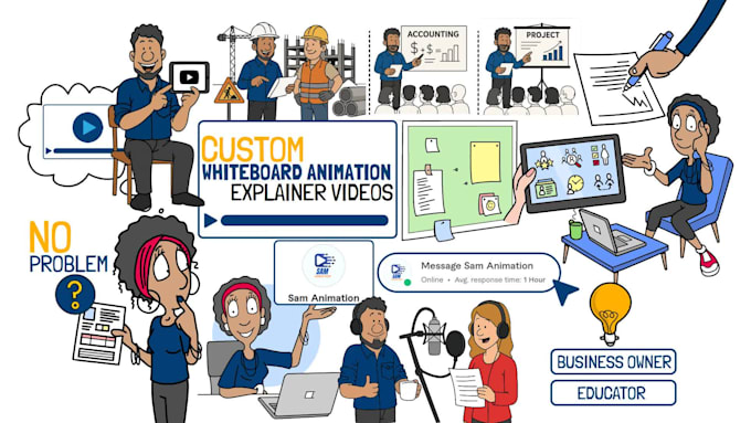 create custom colorful whiteboard animation explainer video