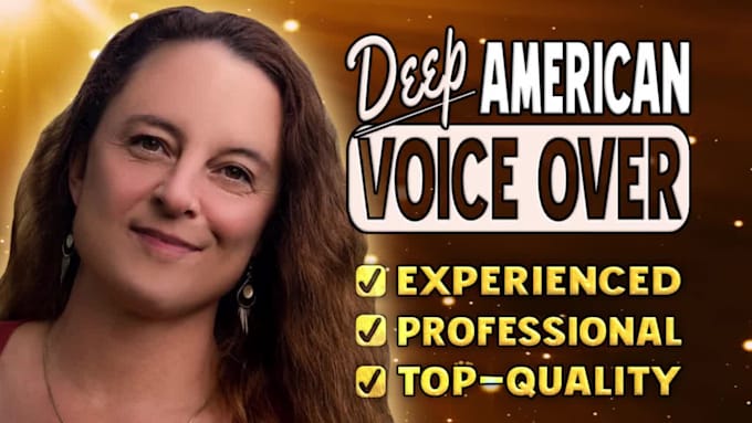 be your warm, mature deep american female voice over actor, talent, voice artist