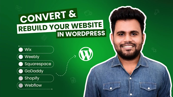 convert or rebuild wix, squarespace, webflow, weebly websites to wordpress