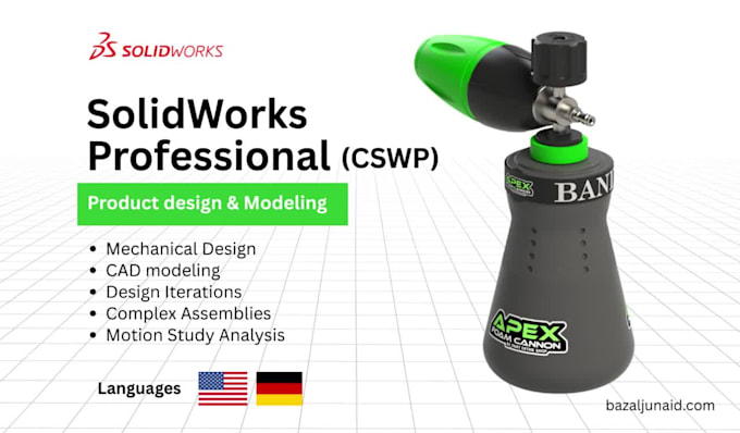 create 3d cad design, product design and assembly using solidworks