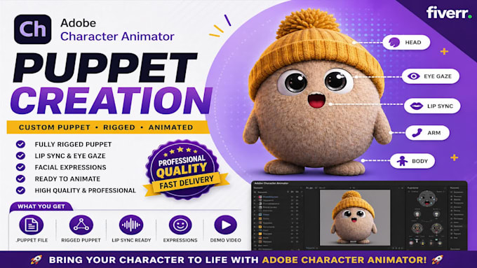 design a high quality 3d pixar style character puppet