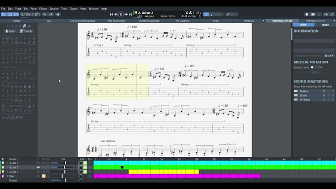 compose or transcribe any song for you in guitar pro