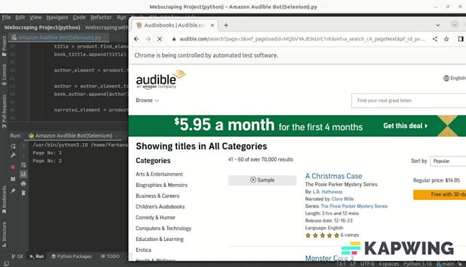 build web scrapers using python, selenium, scrapy, playwright