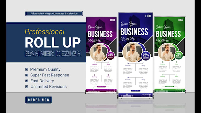 do roll up, pull up banner and signage, backdrop design