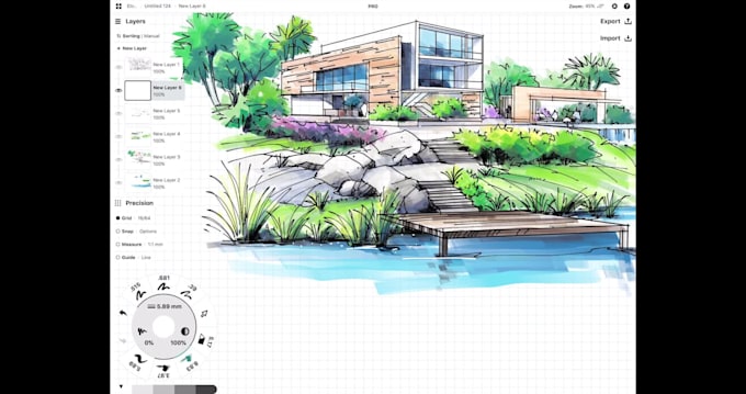 draw architectural perspectives and sketches in high quality
