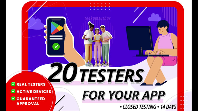 provide 12 testers for google play closed testing for 14 day