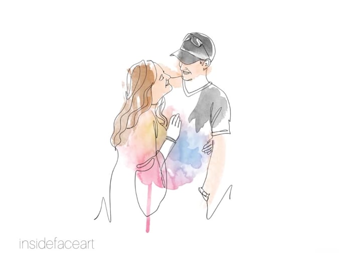 draw custom couple wedding portrait gift in a minimalist way