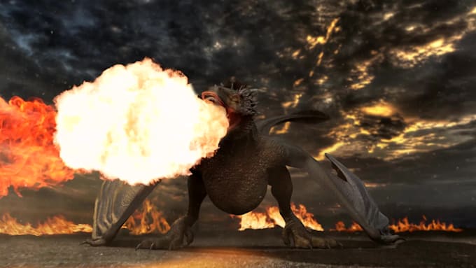 create 4k dragon flame thrower animated logo intro video