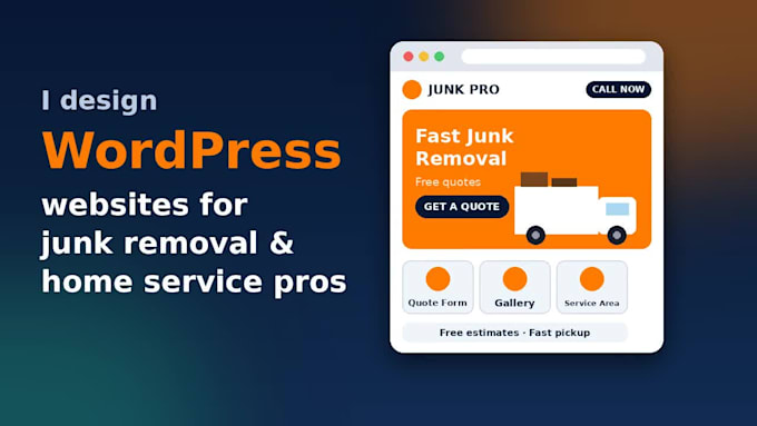 design modern wordpress junk removal, handyman, cleaning, hauling website