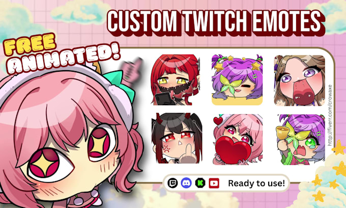 draw twitch emotes, chibi emotes, animated emotes, vtuber for stream