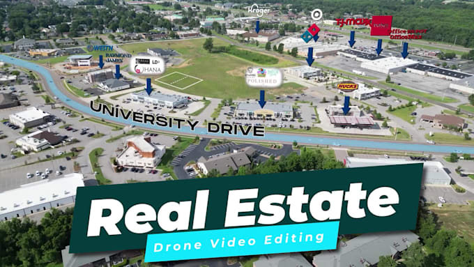 do a real estate drone video editing with motion graphics