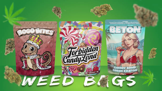 design eye catching cannabis pouch, custom weed mylar bag and packaging