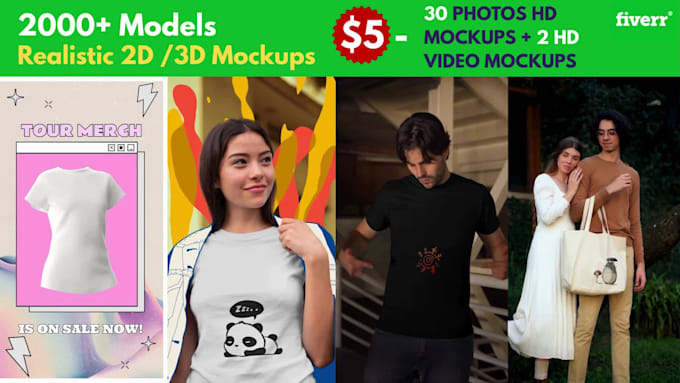 create video 2d 3d video t shirt , all apparel mockups