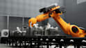 create 3d industrial animation of robotic automation production line