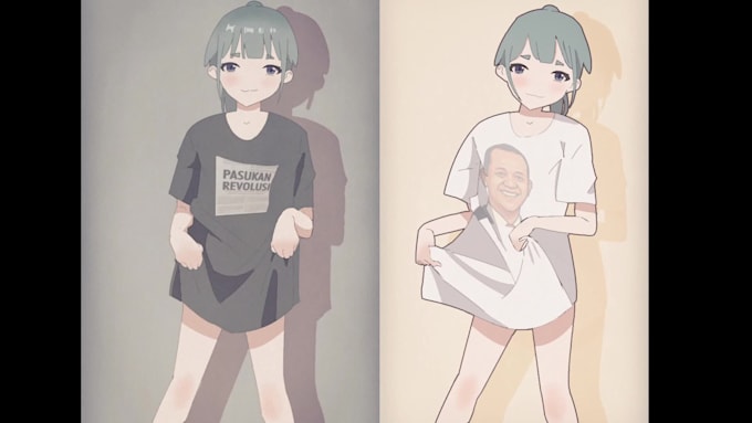 make 2d anime animation or looping GIF animation