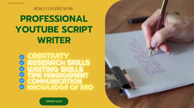 Write a youtube script that captivates audience by Echchahedy | Fiverr