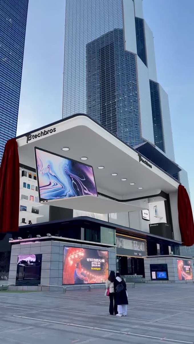 anamorphic animation 3d billboard animation led screen display gadget animation