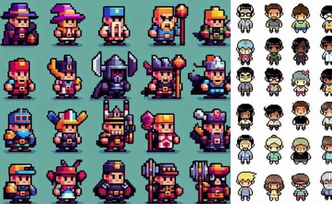 create pixel art,indie game sprite sheet, animation and 2d game assets rpg