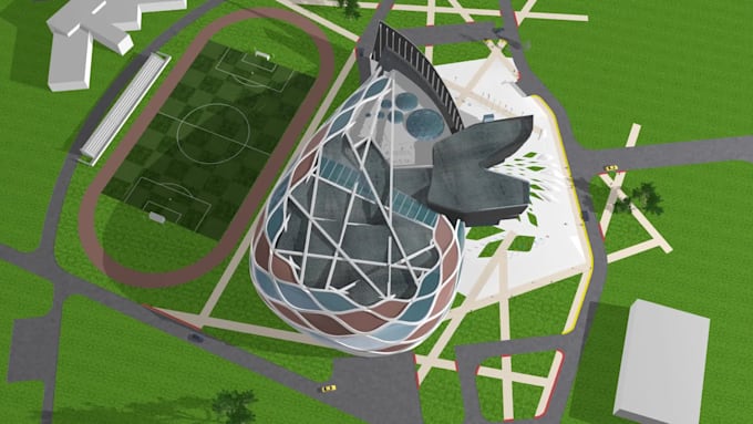 do 3d rendering of stadiums, sport complex sports field and gaming arenas design