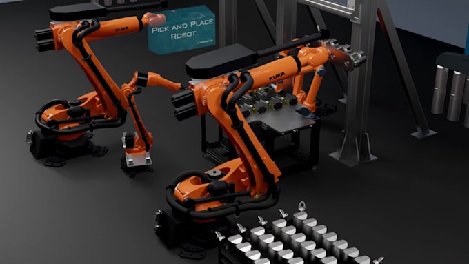 do 3d robotic arm animation robotic system visualization industrial automation