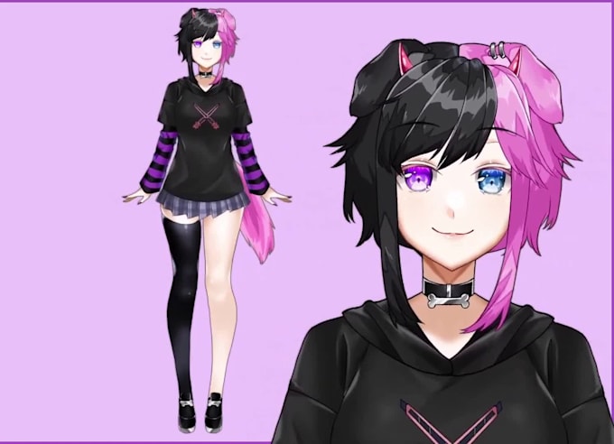 create custom pngtuber model, 2d vtuber model, live2d vtuber model, anime vtuber