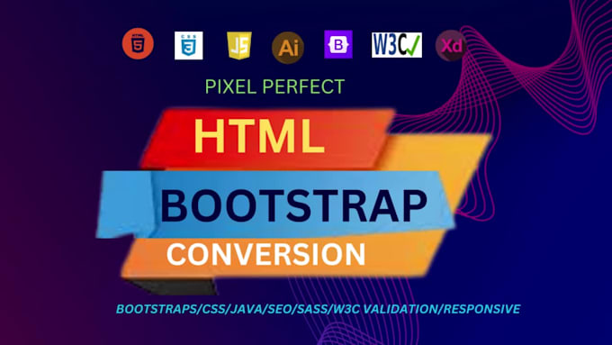 convert psd to html, figma to html, xd to html responsive bootstrap 5