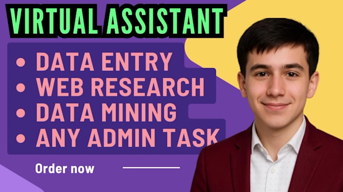 be your reliable virtual assistant for data entry, web research, and admin tasks