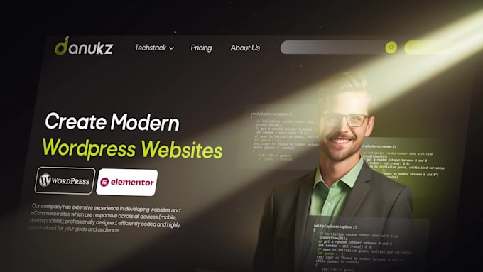 create a modern wordpress website or landing page