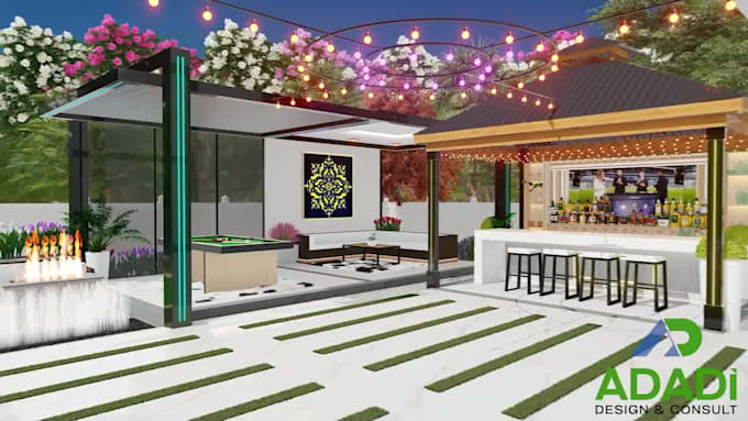 3d landscape design, backyard, front yard, deck, pool as a landscape architect