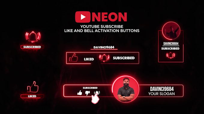 create outstanding youtube subscribe, like and bell buttons