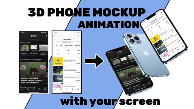 Create 3d animated phone mockups by Paulmaur | Fiverr