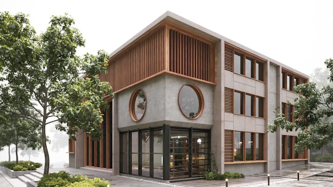 create a 3d architecture contruction process