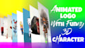 do funny 3d character custom logo animation