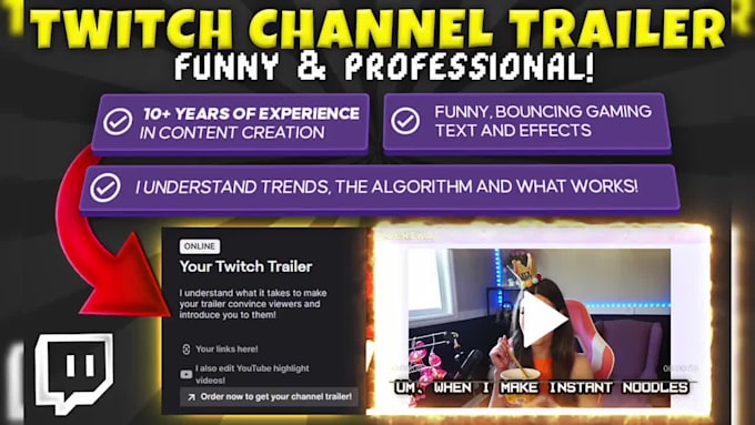 edit a funny twitch channel trailer for you