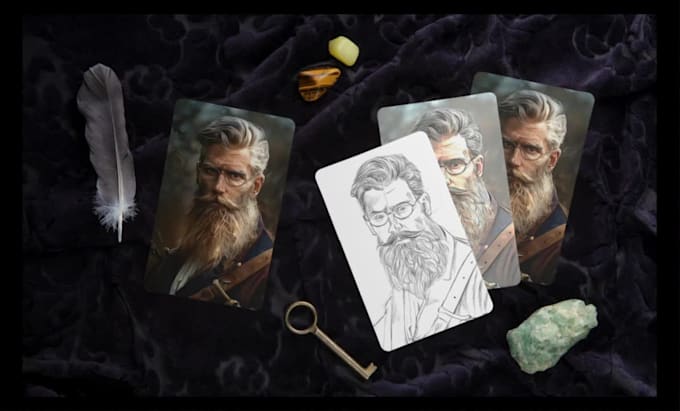 design a custom tarot or oracle card deck with illustrations