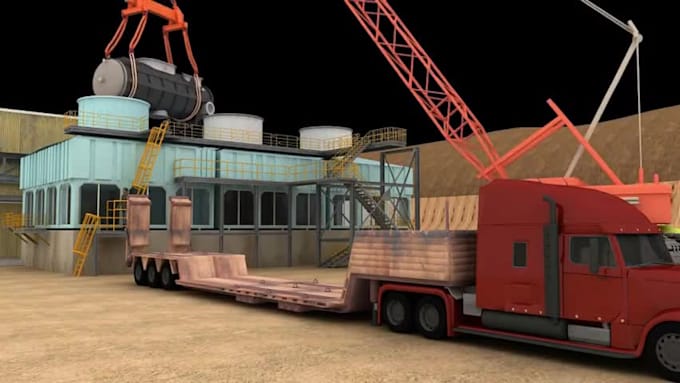 create realistic 3d industrial animation for factory and manufacturing processes