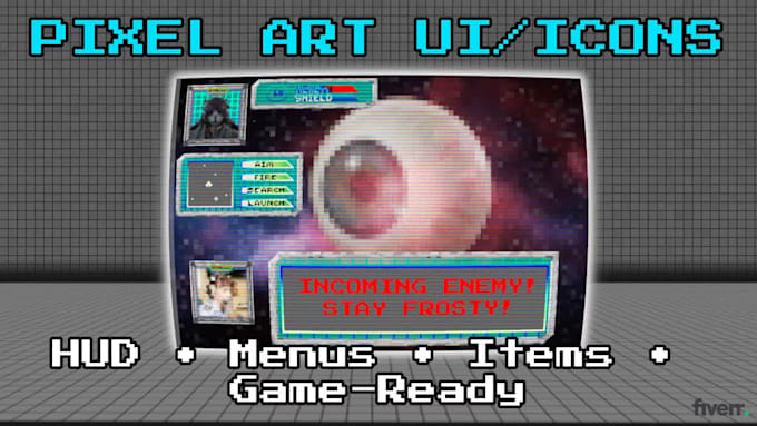 design a pixel art UI kit and icons for your game interface